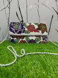 “Elegant White Flory Handmade Long Clutch