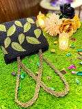 GREEN LEAF HANDEMBRIODERED LUXURIOUS BAG